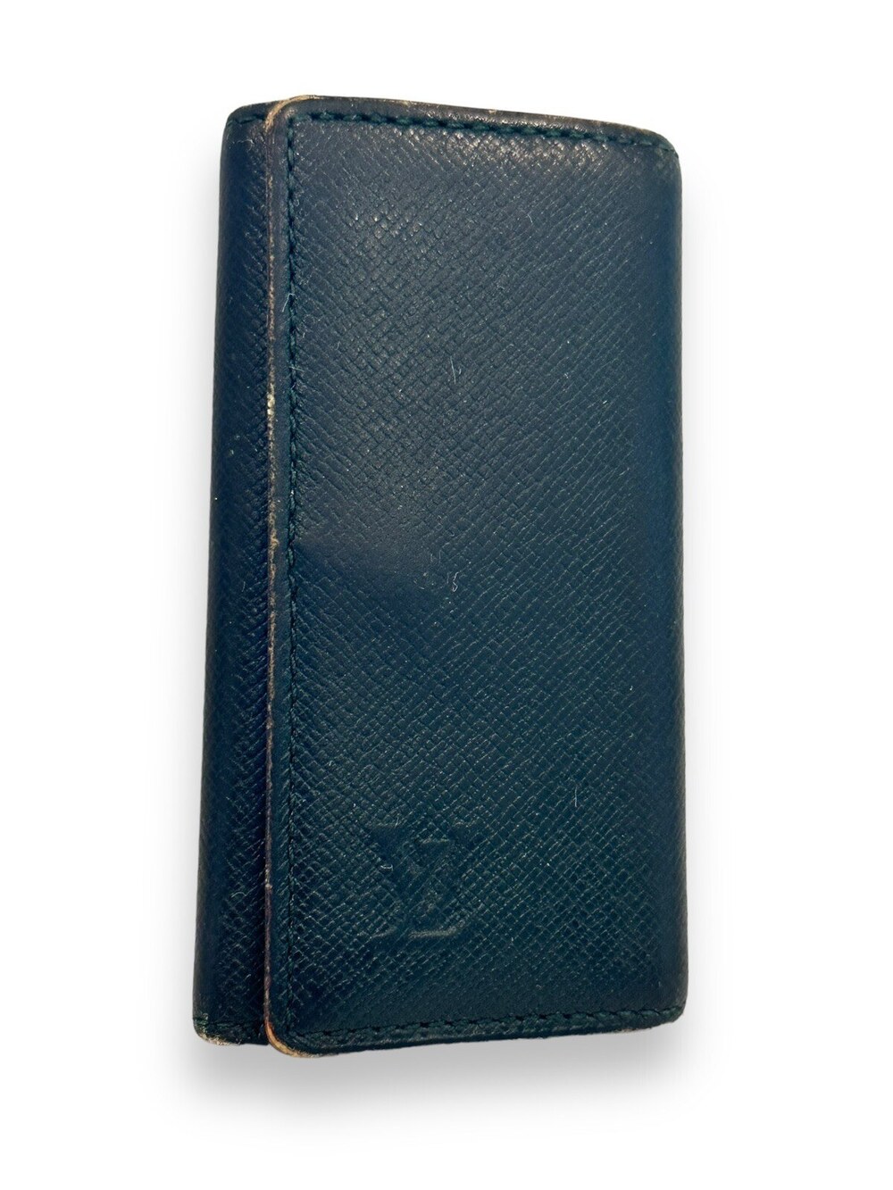 Louis Vuitton Taiga Leather Wallet Trifold Key Holder 4 Hook Black Green Vintage